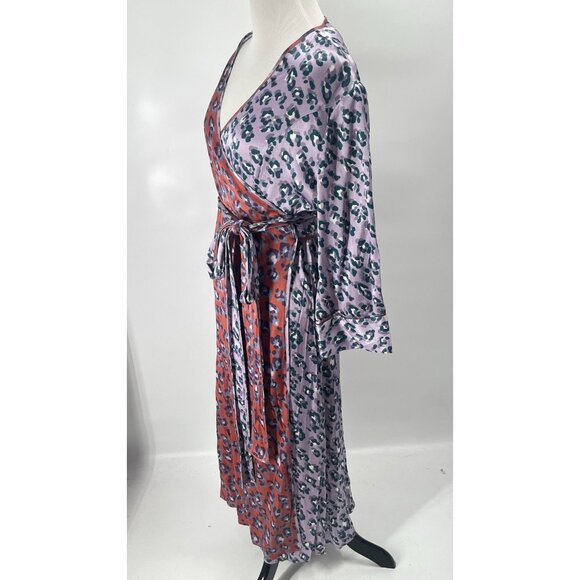 Rachel Antonoff Leopard Mixed Print Willow Wrap Dress Sz Medium - Picture 3 of 6